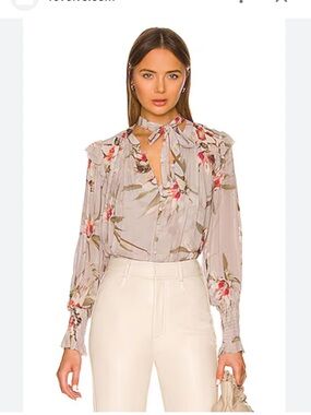 All Saints  Lara Kuroyuri Button Down Shirt Floral Grey Red size 4 US